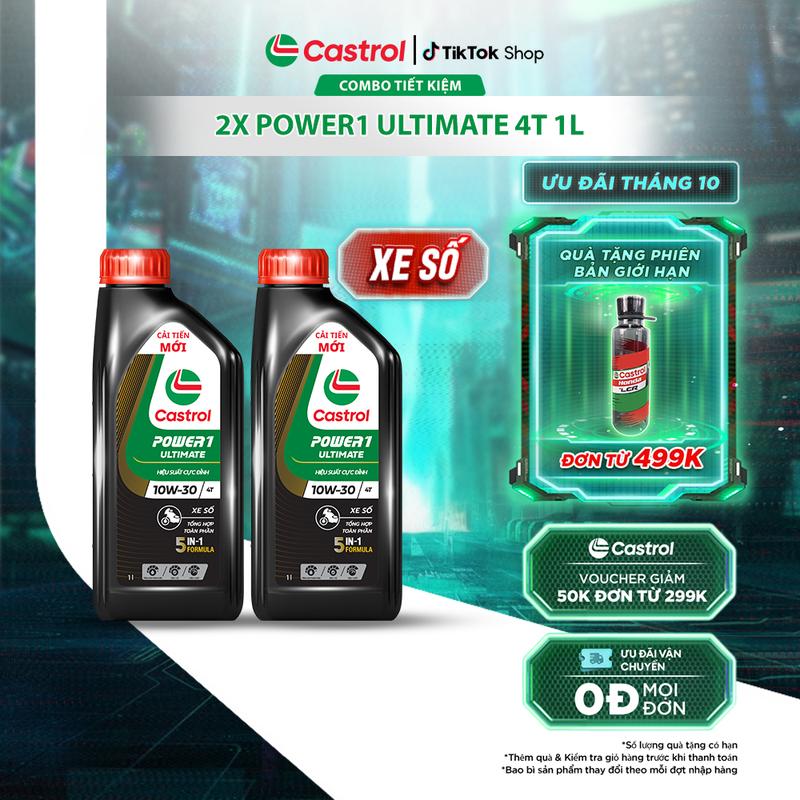 Combo 2 Dầu nhớt xe số CASTROL POWER1 ULTIMATE 10W-30 4T 1L