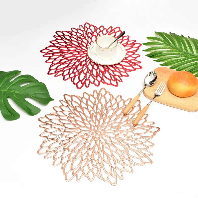 Đĩa lót bàn ăn, Hình hoa lá PVC, Chống thấm nước, Tấm lót cách nhiệt, Nhiều hình dạng có sẵn, Tùy chọn 2