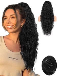 Extensión de coleta ondulada de 30 pulgadas, extensiones de cabello sintético para mujeres, pieza de cabello hermosa y esponjosa, postizo de cabello sintético para uso diario, rizos suaves y ondulados