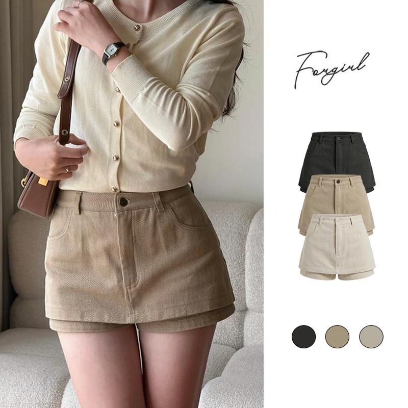 Quần Váy Kaki ForgirlStudio Chân Váy Quần Nữ Cạp Cao Chất Kaki Dày Dặn Form Ngắn Tôn Dáng Phong Cách Hàn Quốc T231