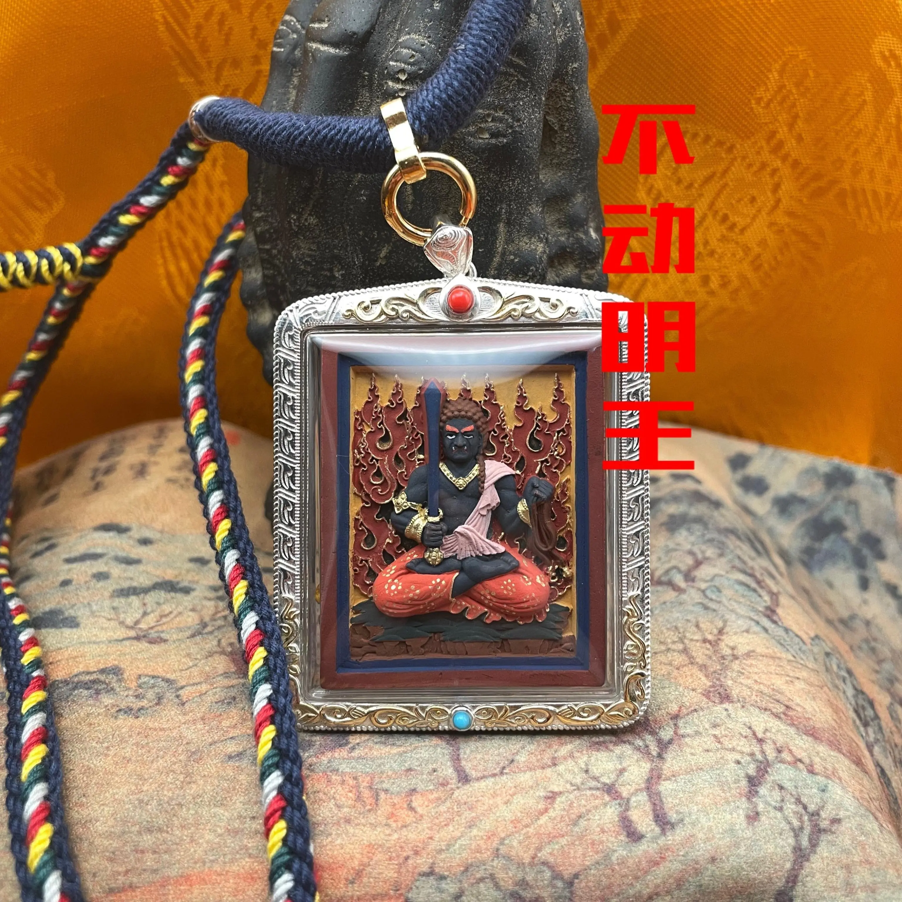 Chinese Xizang Culture Pendant pendant (Budong Mingwang) Mineral Color Material Xizang Painter Fine Painting