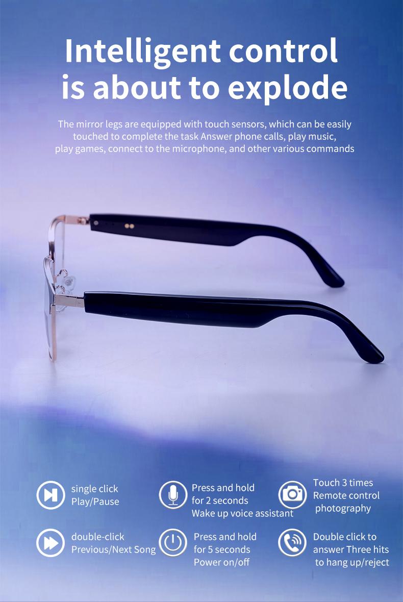 Product Introduction of GS06 Smart Glass with Voice Assistant, Built-in Speaker, and Mic, Photochromic Blue Light Filtering Lenses, Open Ear UV Protection Bluetooth Sunglasses for Sport 8