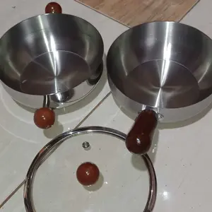 [EXCLUSIVE ISCHAINDYOFC] TEXANIA SET Panci dan Saucepan Stainless Steel Anti Lengket Anti Karat Diameter 16cm Gagang Kayu Lembut Tahan Panas Kitchenware