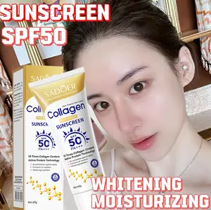 SPF 50 Pa+++ Sunscreen Collagen Tabir surya pemutih Double Whitening Sunblock Bandan Wajah Cream 40g  Sunblock Pemutih Pelembab Sunscreen Fade Spots Sun Protection Repair  Wajah Mencerahkan Berminyak