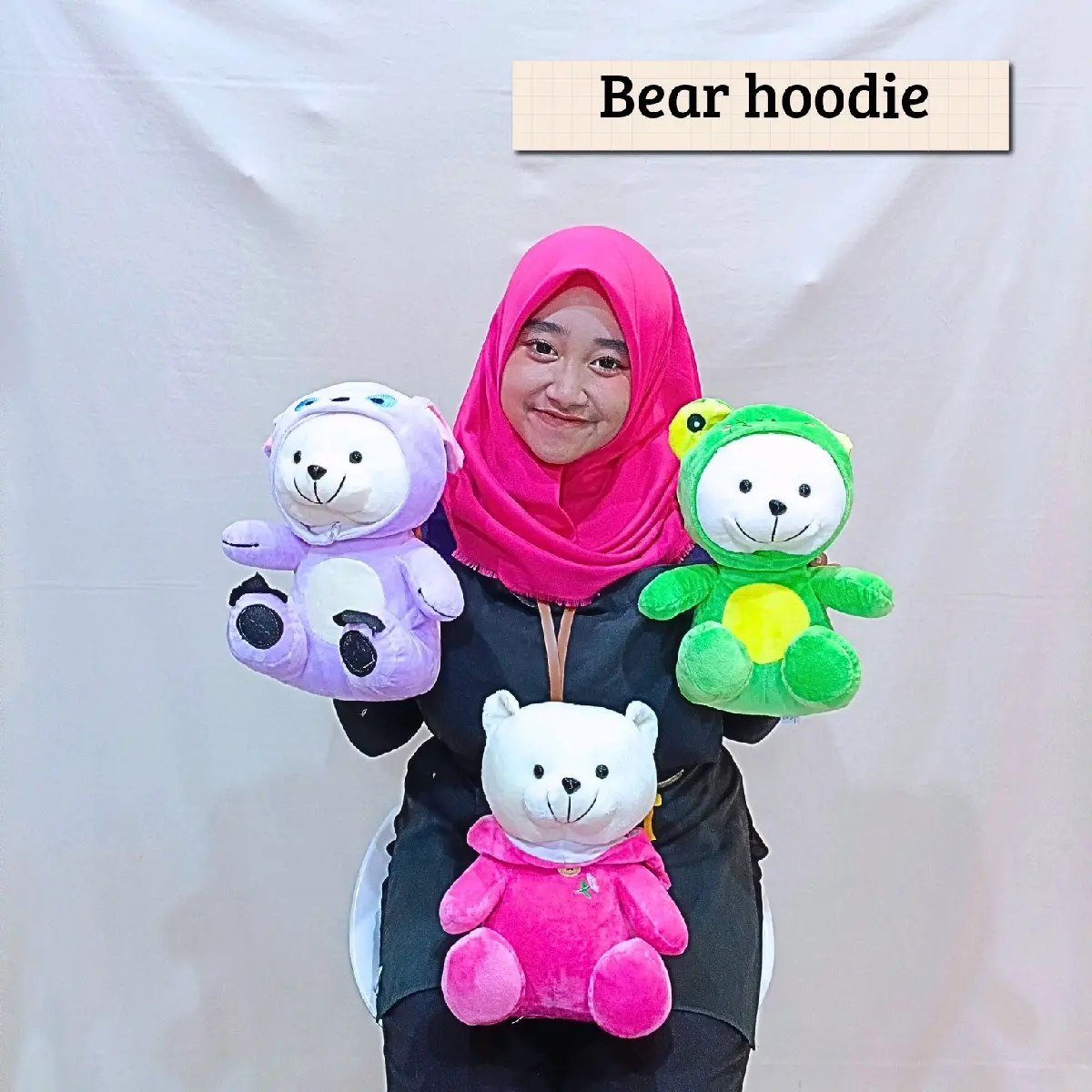 boneka bear hoodie/ bear hoodie / boneka karakter /boneka hoodie lucu