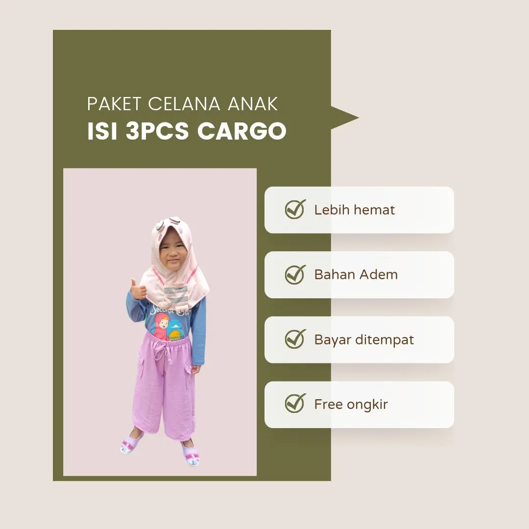 (3pcs) Kulot anak cringkel//Celana panjang anak//paket Kulot Anak//Celana anak//celana cargo