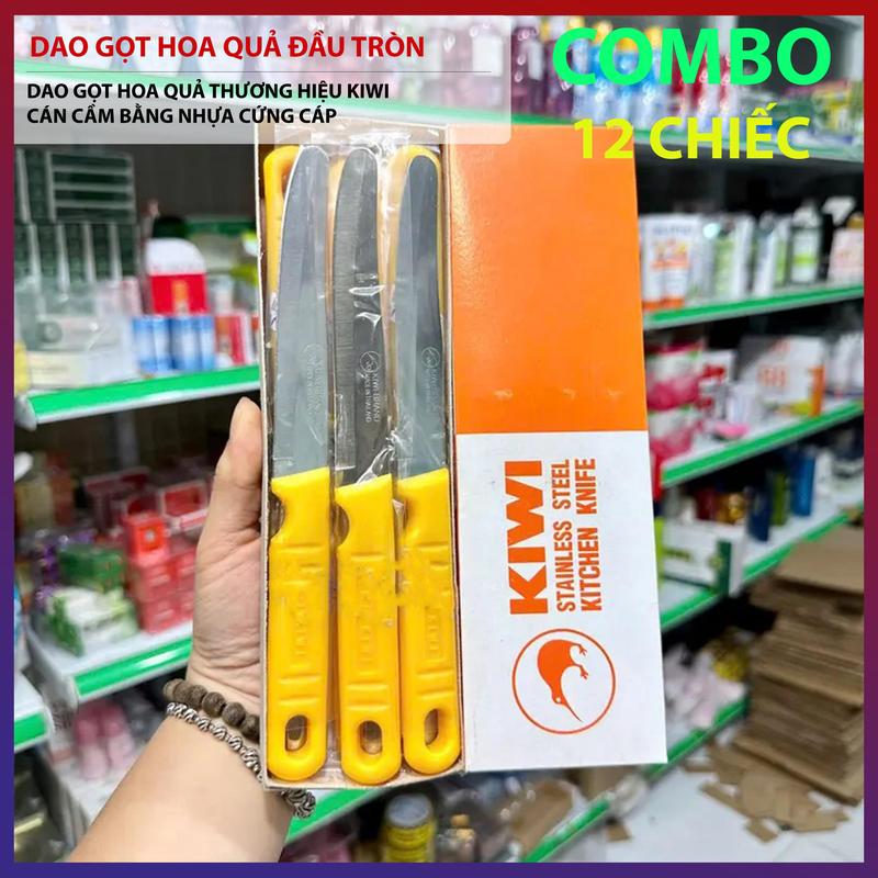 Combo 12 Chiếc 1 Hộp Dao Gọt Hoa Quả Đầu Tròn Dao Gọt Hoa Quả Kiwi Tay Cầm Nhựa Chắc Chắn