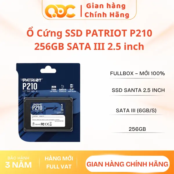 Ổ Cứng SSD PATRIOT P210 SATA III 256GB - Chính hãng Bảo hành 36 tháng
