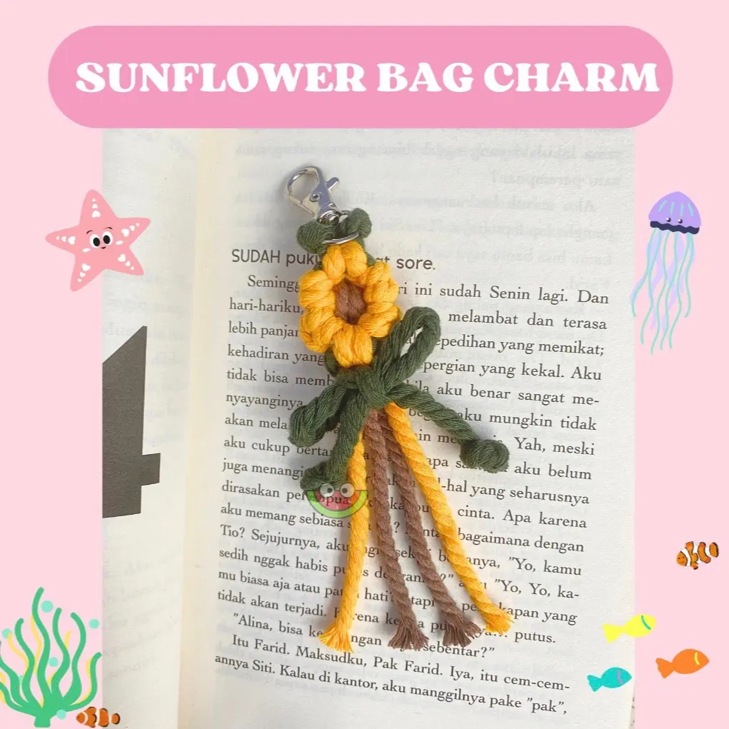 KEYCHAIN SUNFLOWER SFS HAECHAN PERINTILAN KONSER GANTUNGAN BUNGA MATAHARI RAJUT BAG CHARM KEYRING GANCI