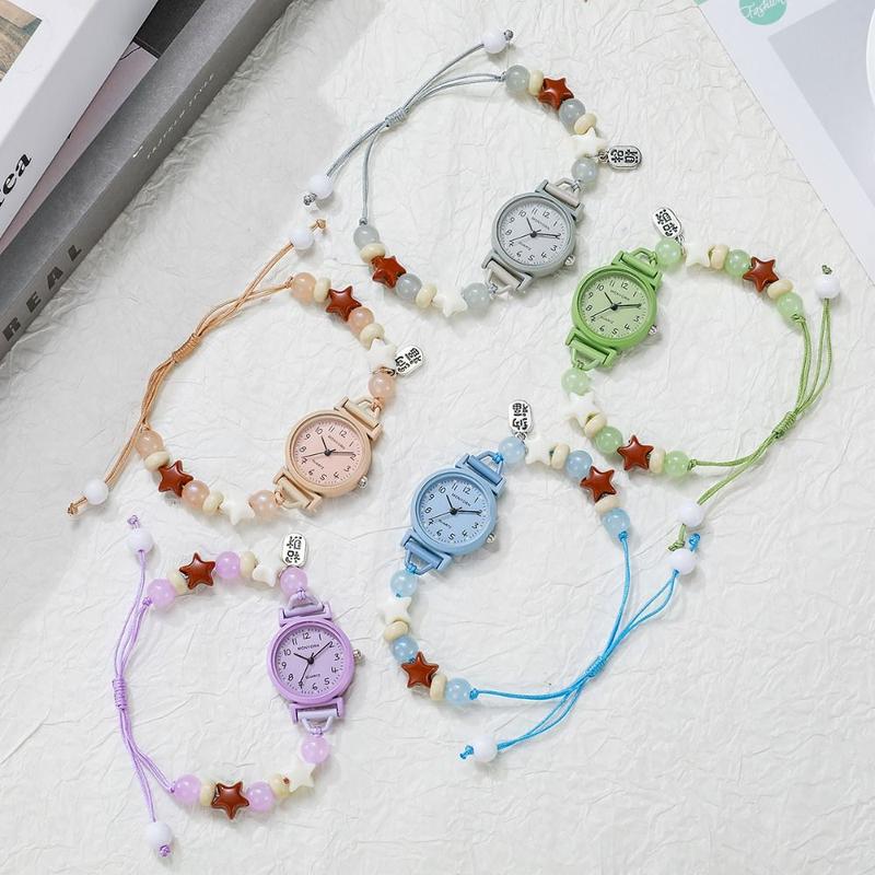 Thời trang Ngọt ngào Đồng hồ đeo tay Dopamine Đính hạt Đồng hồ dây chuyền sao Có thể điều chỉnh Mặt dây chuyền Đồng hồ thạch anh dành cho phụ nữ và thiếu nữ