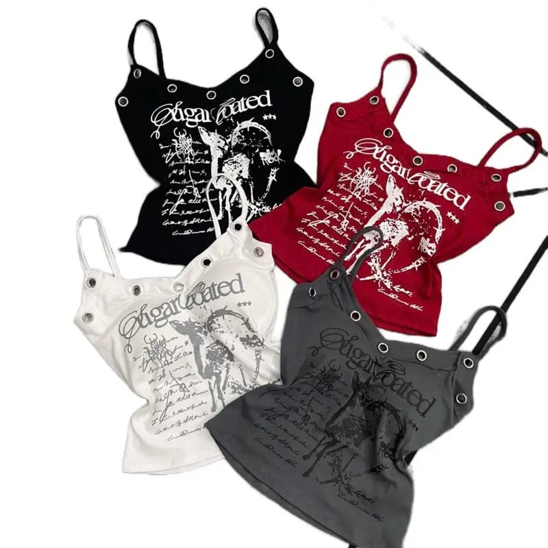 Áo  thun hai dây đóng khoen in chữ-hanhnguyenstore90 0