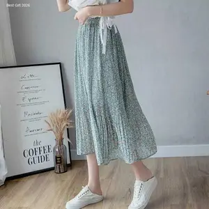 ROK 7/8 MOTIF BUNGA TERBARU LONG PLAID SKIRT KOREAN STYLE GRATIS ONGKIR BISA COD | best seller