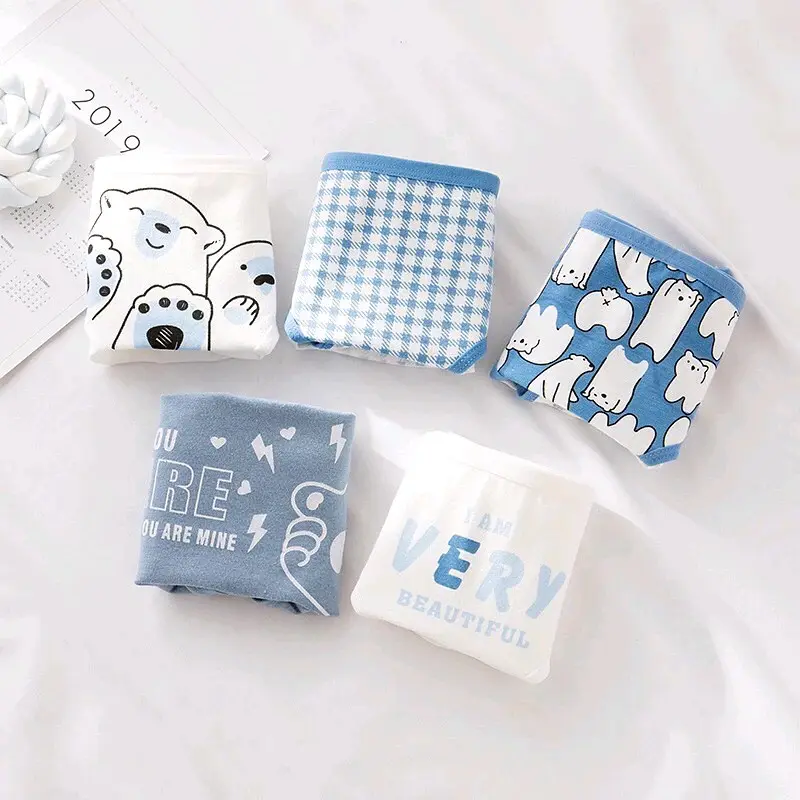 12Pcs CD CS040 Celana Dalam Wanita Katun Motif Bear Soft Blue 7