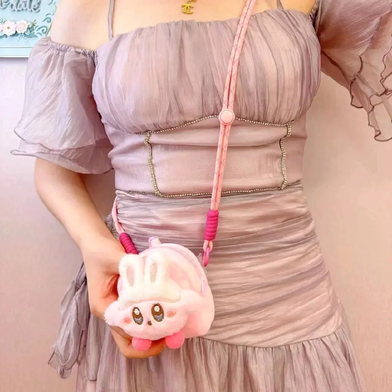 (0031) Gantungan Hp Aestetic lanyard strap mini bag  boneka cute korean  pink Handphone holder Tali soft silicon ungu tua 7
