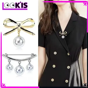 {COD} LOOKIS Bros Pakaian Bentuk Geometri Mutiara Bross Elegan Untuk Wanita Blazer Syal Gaun Perhiasan Mutiara Peniti Pengait Pengecil Lingkar Pinggang Pakaian