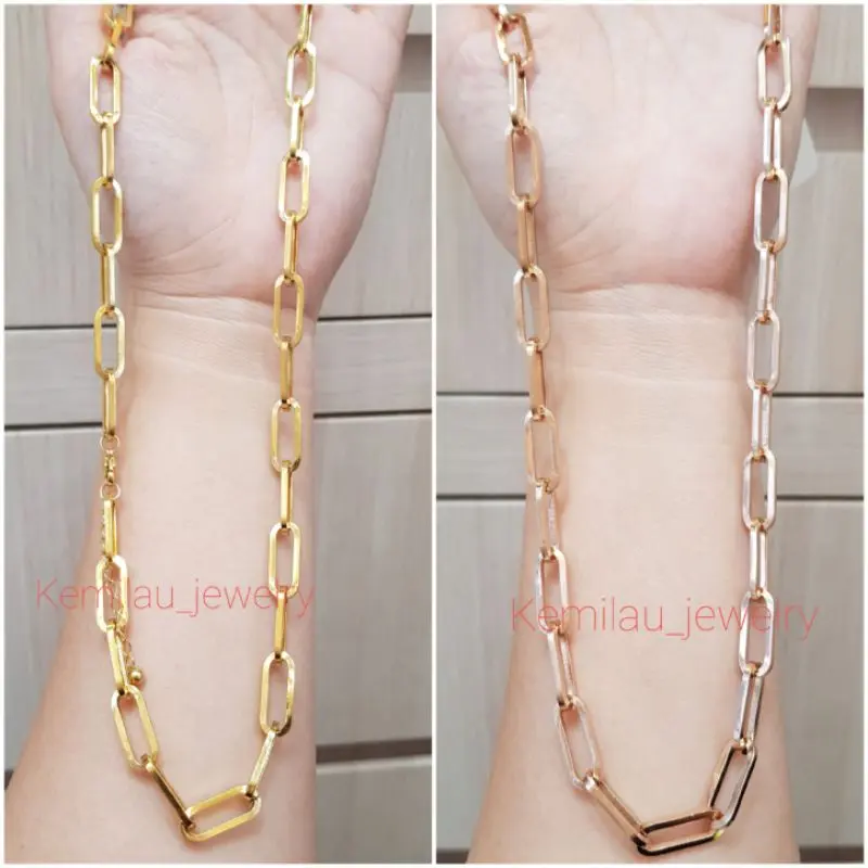Kalung Titanium Paperclip Lebar