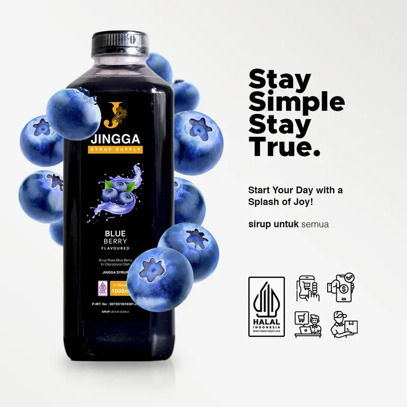 Jingga Blueberry Syrup 1000ml - Sirup Rasa Blueberry untuk Kopi, Mocktail dan Cocktail 0