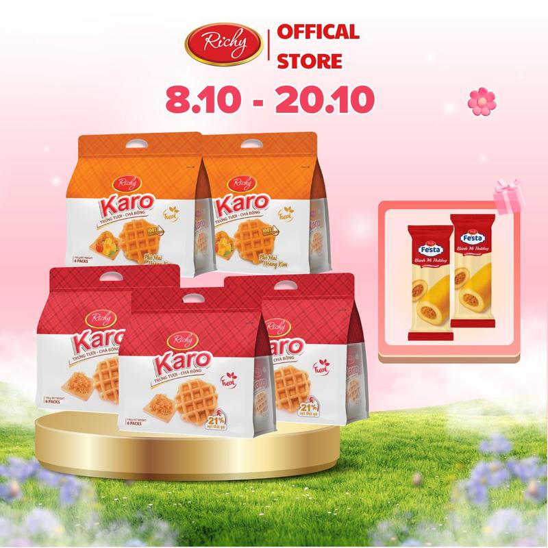 [DUY NHẤT 8.10 - 20.10 TẶNG 2 QUÀ] Combo 5 túi bánh Karo vị chà bông/ phô mai (BÁNH TƯƠI - HSD 45 NGÀY) Snack Ăn Vặt