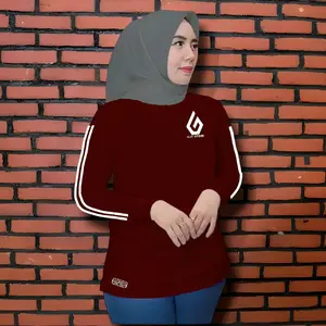 Baju Olahraga Wanita Lengan Panjang Kaos Running Gym Senam Bulutangkis Tenis Sport