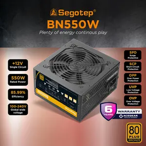 Segotep BN550W 550W 80PLUS Bronze PSU Flat Cable Non Modular 120mm Hydraulic Bearing Fan Garansi 6 Tahun