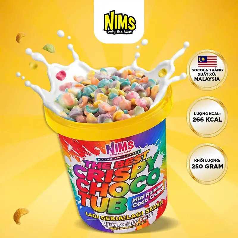 Socola trắng Cầu vồng Nims giòn tan chảy hạt khuyết 0