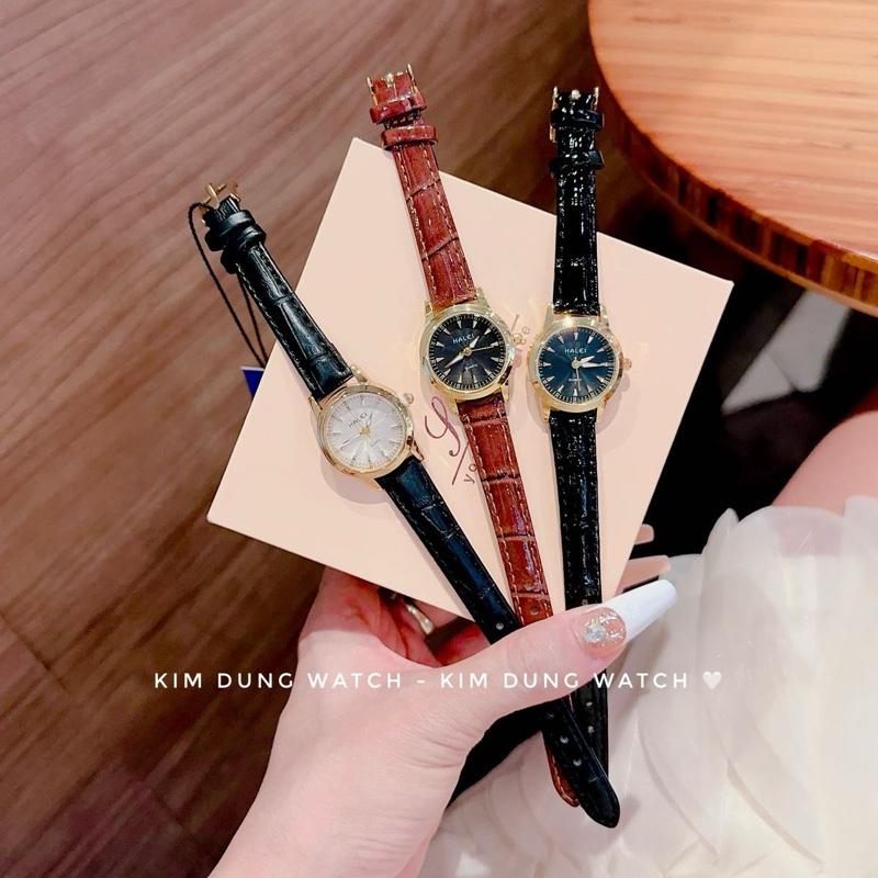 Đồng hồ nữ Halei dây da size 24mm dành cho tay nhỏ