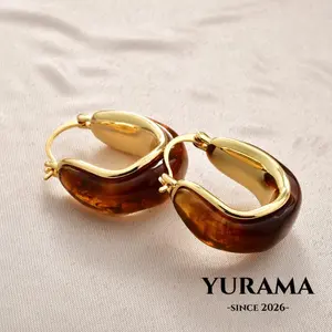 [Yurama] Anting Kait Wanita Batu Amber A290