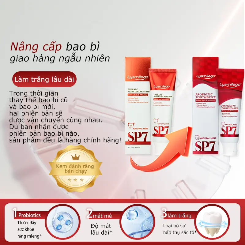 【COD】 LYSMILEGO Probiotics – Kem đánh răng trắng sáng 4 lớp, bảo vệ 7 lớp