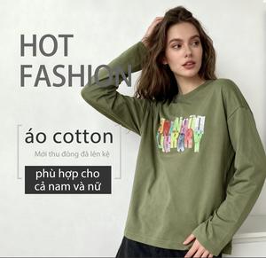 Áo thu đông dài tay chất cotton phù hợp cả nam và nữ