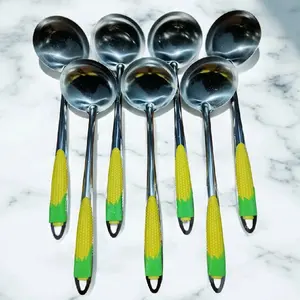 Irus Sayur Tanggung Gagang Jagung dengan Pegangan Kuning Hijau Cocok untuk Memasak dan Mengambil Sayuran