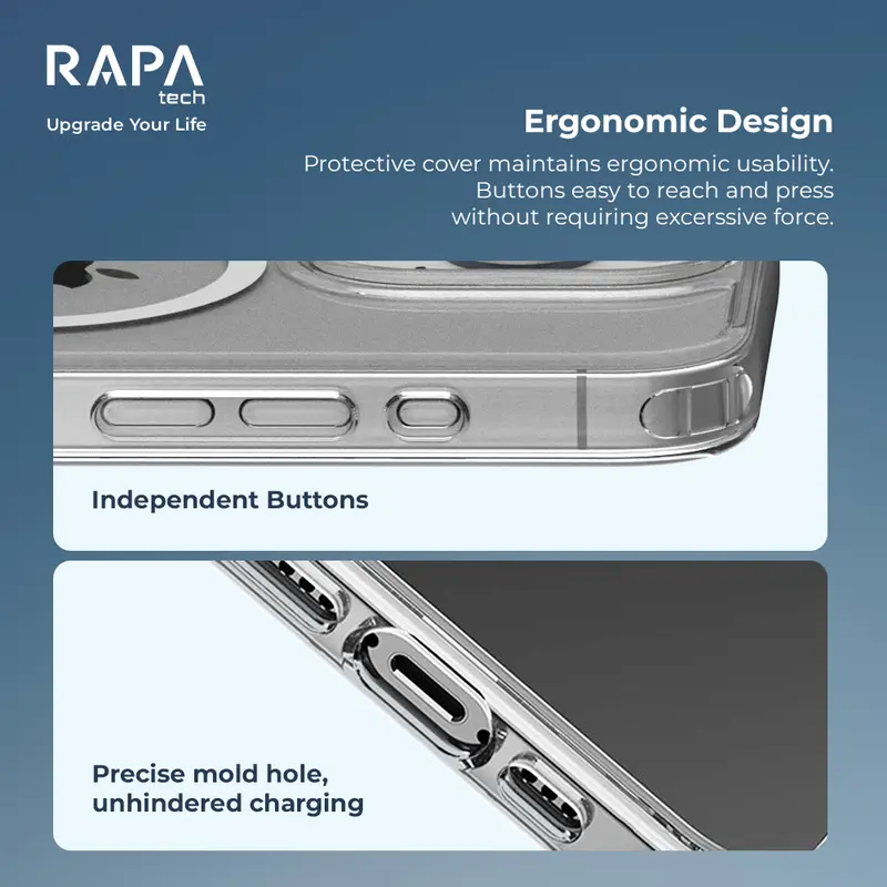 RAPAtech Hybrid MagSafe Clear Case and Leather Case iPhone 13 14 15 16 series Case Crystal 2 in 1 with Premium Tempered Glass casing iphone Protector Layar Ponsel x J 7