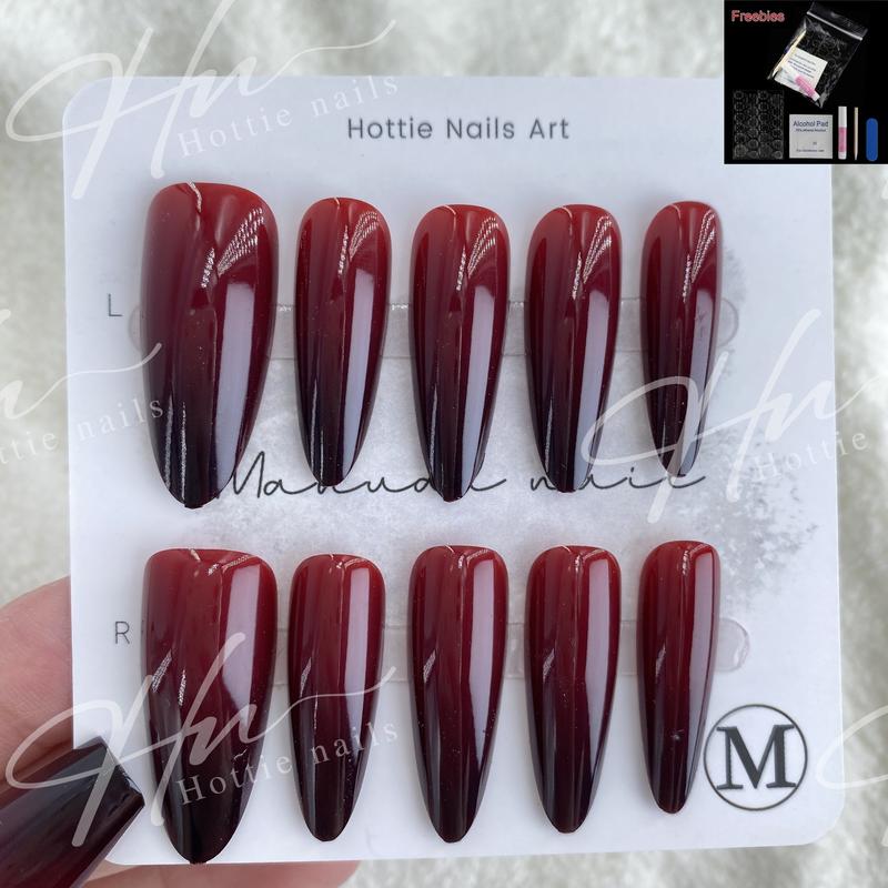 【Handmade 】Solid color cat's eye wears nail patch manicure fake nails  Gentle and soft 10 pieces