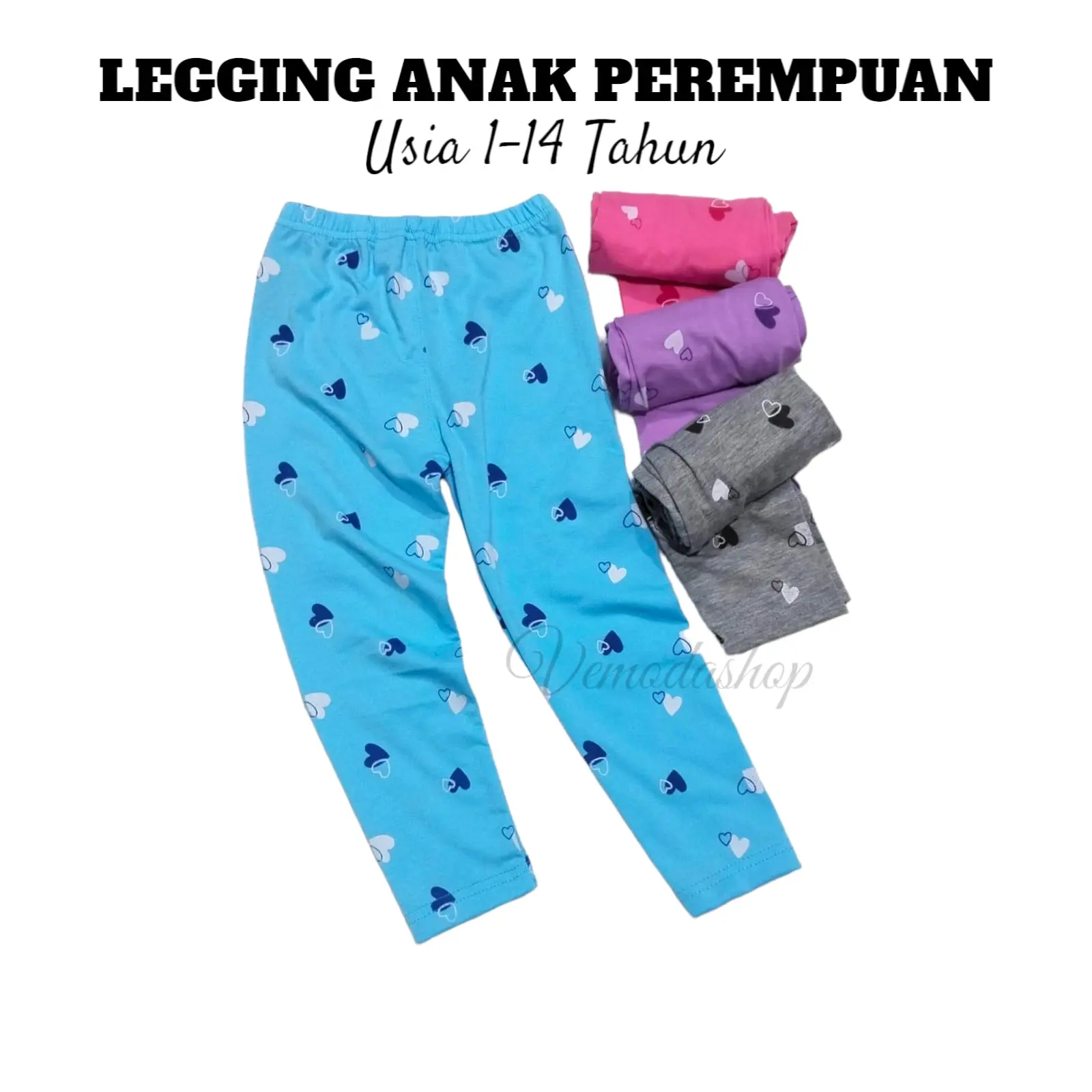 Celana Legging Anak Perempuan Usia 1-14 Tahun Motif FULL LOVE dan BUTTERFLY
