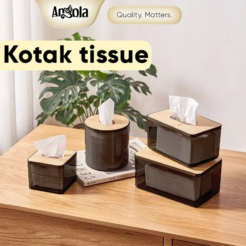 Angola Shop Kotak Tissue aesthetic  D43 Tissue Box  /Box Tissue Minimalis / Wadah Tisu Tempat Tisu Minimalis/ Dengan Tutup Plastik Kotak Tisu aesthetic 3