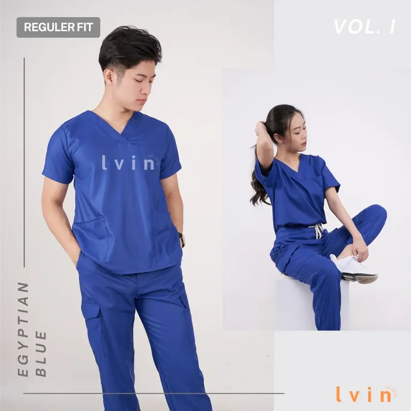 [ Lvin ] Vol I - BAJU SCRUB MEDICAL SCRUB SUIT DOCTOR'S SCRUB FOR MAN & WOMEN / Set Baju Celana Jaga OKA OK Perawat/Reguler Fit/Bright Series / Dokter Lengan Pendek [Export] 6