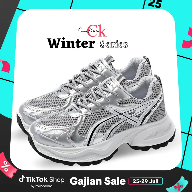 CANIKOREA Winter Sepatu Sneakers Black Wanita Trendy Casual Korean