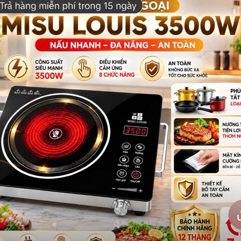 Bếp Điện Hồng Ngoại missu 3500W, Mặt Kính Chịu Nhiệt, Điều Khiển Cảm Ứng, Dùng Được Các Loại Nồi, Đa Chức Năng