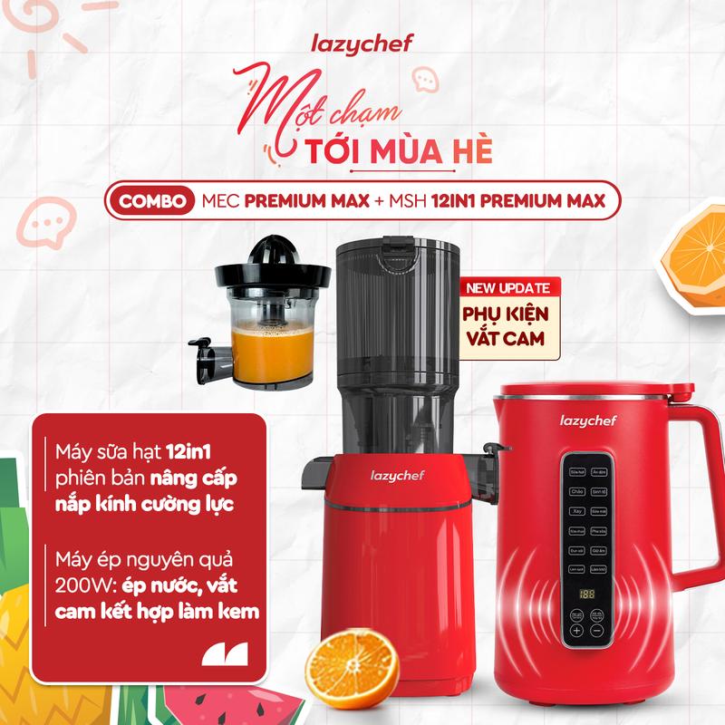 Máy Làm Sữa Hạt 12in1 1200ml Lazychef và Máy Ép Chậm Nguyên Quả 3S Lazychef