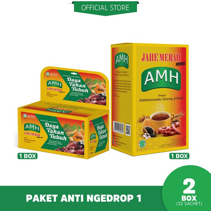 Gambar Paket Anti Ngedrop 1 ( 1 Box AMH Daya Tahan Tubuh (12 Sachet) 1 Box AMH Jahe Merah Herbal FB @ 20 Sachet (20 Sachet) ) dari AMH Official Shop Kota Administrasi Jakarta Barat Tokopedia