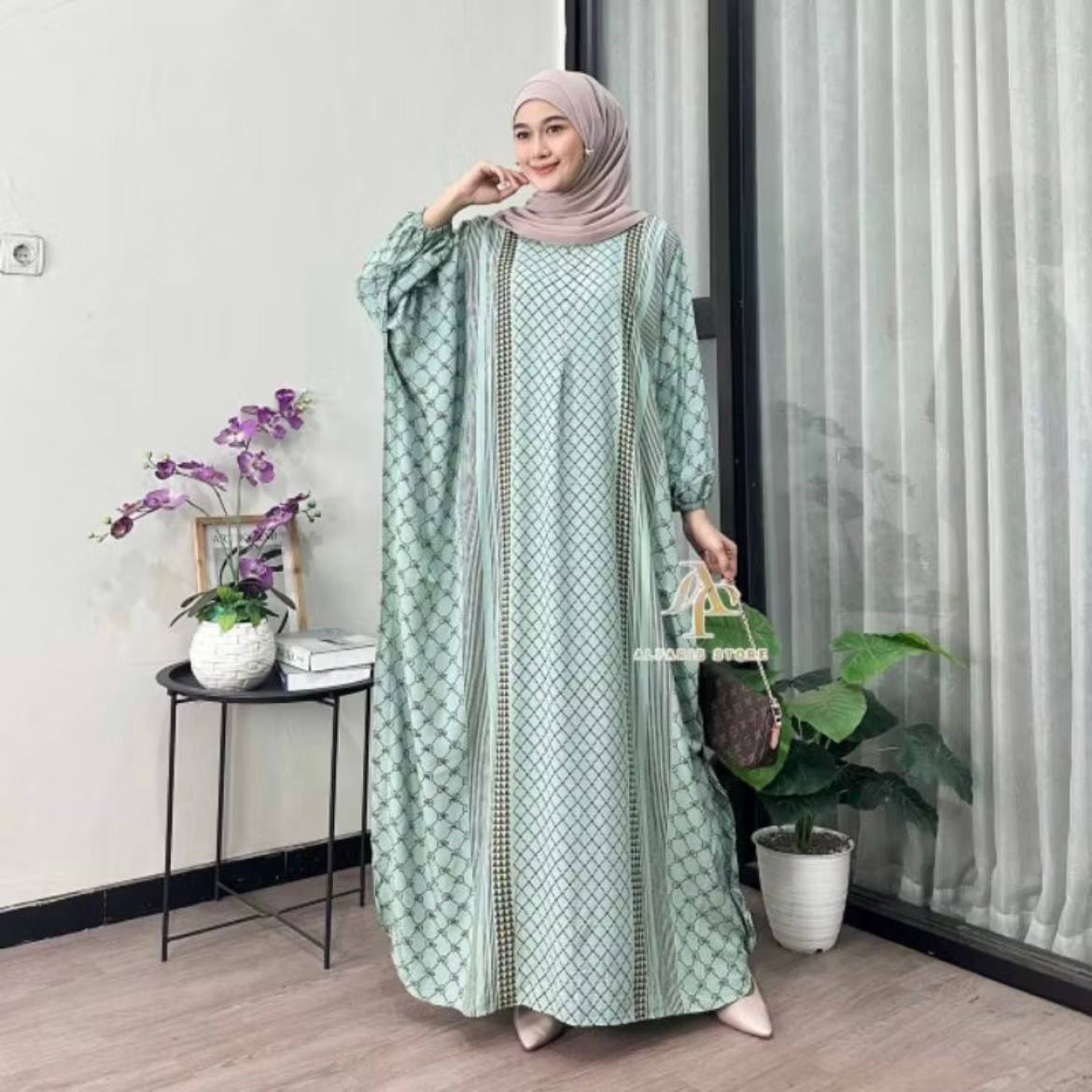Kaftan Motif Khadijah Ld 180 cm Kaftan Panjang Muslim Wanita Nyaman