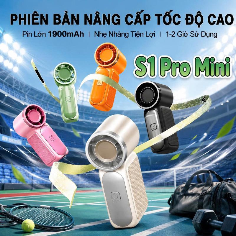 Quạt Mini Cầm Tay Phiên Bản Mới Pin Trâu, 200 Cấp Gió, Pin Trâu Nhiều Màu