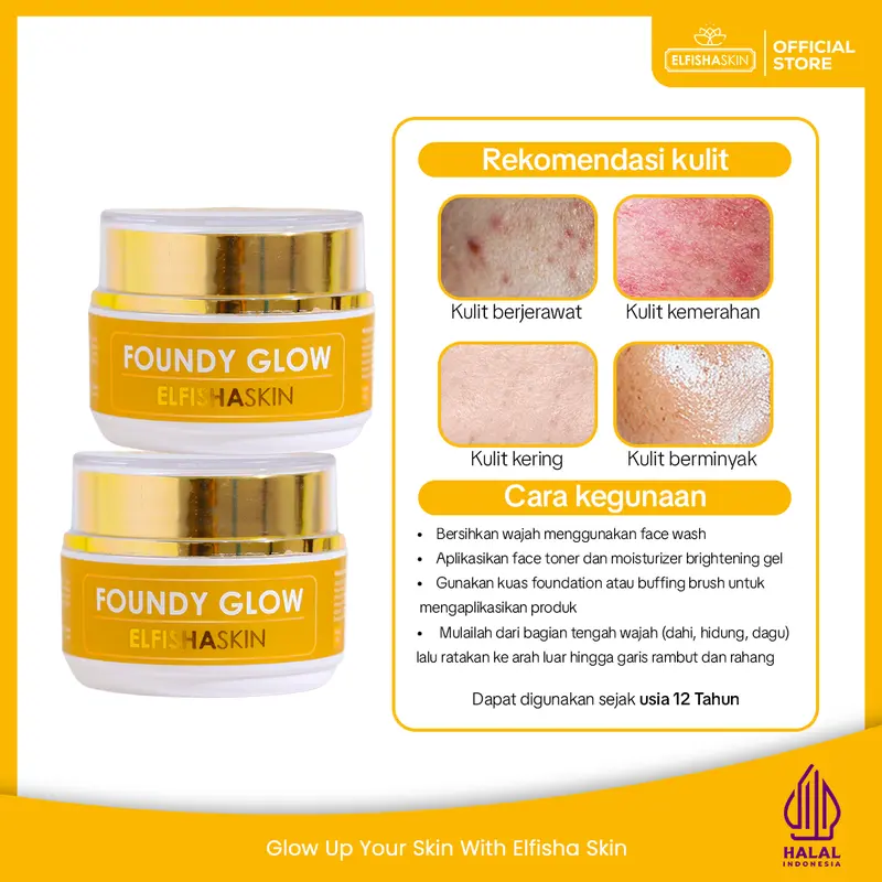 Elfisha Skin - 3in1 Glowing Routine (Foundy Glow, Facial Wash dan Face Toner)  Perawatan Wajah Mencerahkan  Niacinamide Lemon Extract Ceramide Membersihkan Wajah Kusam 1