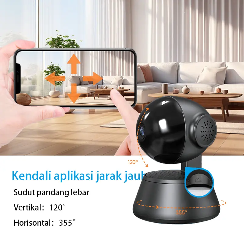 COD V380 Q6 PRO Hitam 1080P Indoor Camera IP Keamanan Cerdas WiFi Penglihatan Malam Kamera Audio Dua Arah Motion Track 3