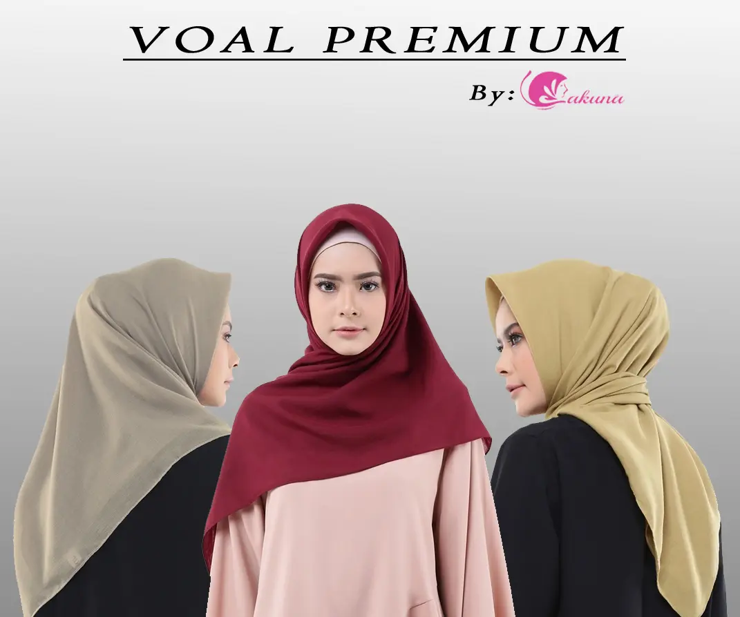 LAKUNA Voal Polos | Voal Premium Square  | Kerudung Basic Voal  | Hijab segiempat Nyaman | Jilbab Muslim Murah | Besic Voal | Voal Clasic Katun Lembut