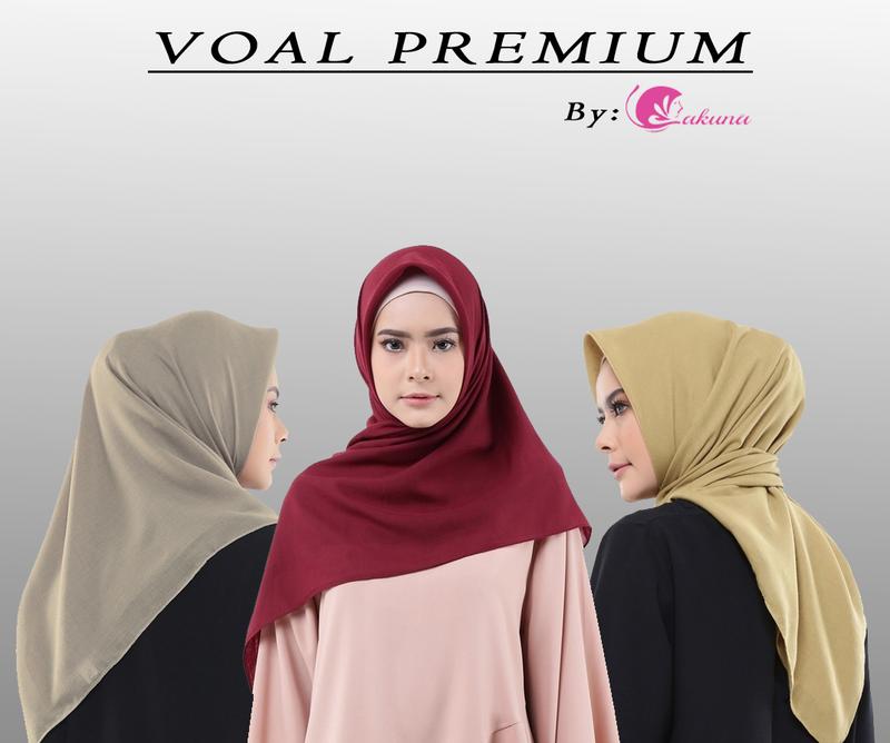 LAKUNA Voal Polos | Voal Premium Square  | Kerudung Basic Voal  | Hijab segiempat Nyaman | Jilbab Muslim Murah | Besic Voal | Voal Clasic Katun Lembut 1