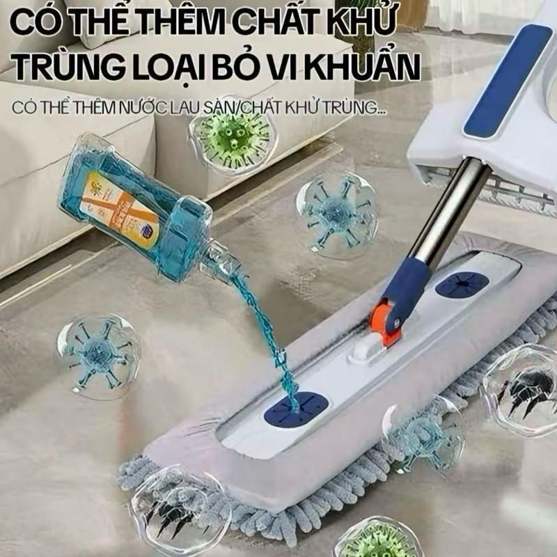 H3 (1 Chổi 2 Bông) 45x12Cm Cây Lau Nhà San Hô Xoay 360 Độ, Làm Sạch Hiệu Quả, Khử Sạch Vi Khuẩn
