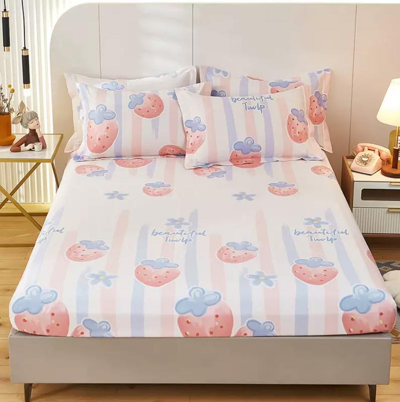 Product Introduction of Pure Cotton Fitted Sheet and 2pcs Pillowcases Kids Mattress Cover Protector Four Corners with Elastic Band 16 Sizes 100% Cotton 13