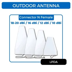 ANTENA LPDA LOG PERIODIK PERIODIC DIRECTIONAL ANTENNA OUTDOOR PENGUAT SINYAL PENANGKAP SINYAL HP PEDALAMAN PEDESAAN ANTENA LUAR LPDA KUAT TERKUAT 20 DBI 16 DBI 12 DBI 10 DBI KONEKTOR N FEMALE