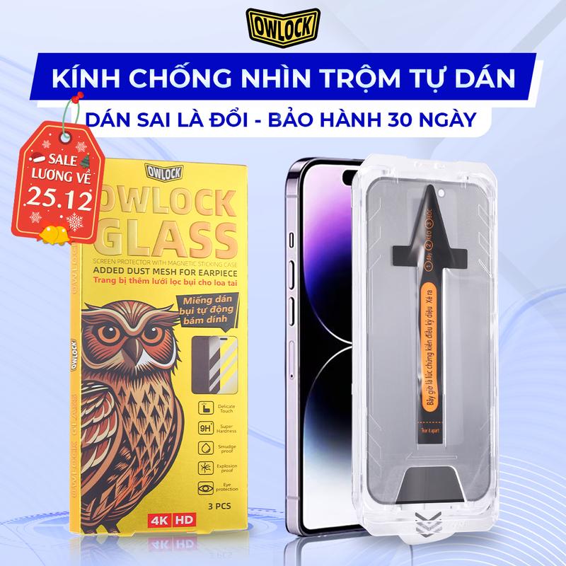  Miếng Dán Cường Lực OWLOCK Cho iPhone Chống Vân Tay Chống Trầy Bảo Vệ Mắt Chống Nhìn Trộm 28 Độ 