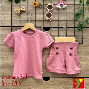Jasmine Set Setelan Oblong Tangan Pendek & Celana Pendek Motif | Setelan Anak | Perempuan | Premium | SNI | YAHYA BABY SHOP